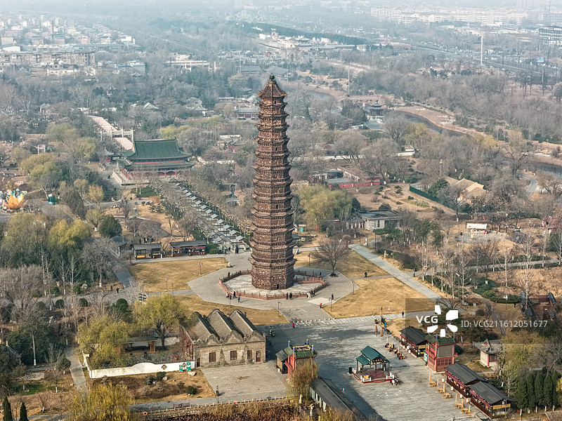 航拍河南开封铁塔公园图片素材