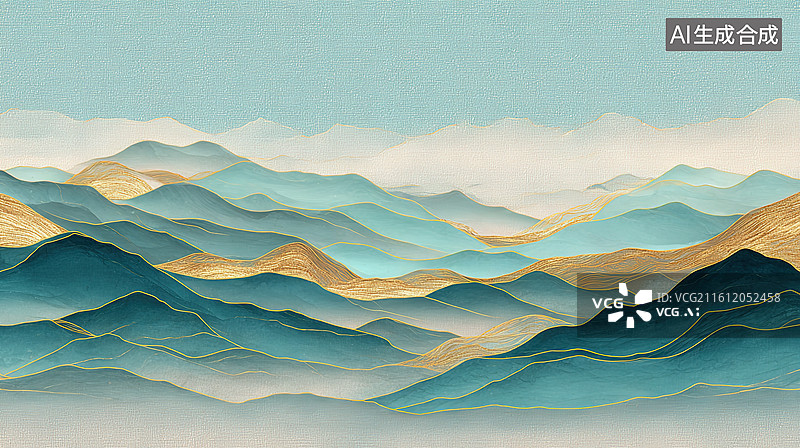 【AI数字艺术】层叠山峦抽象风景画图片素材
