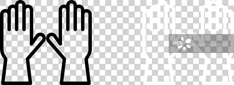 白色背景上的手套图标集图片素材