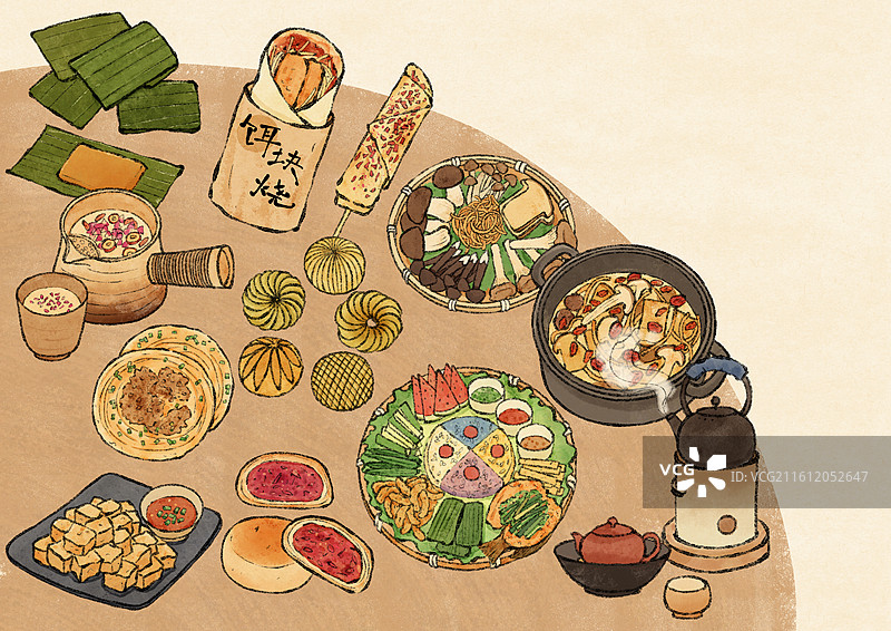 云南美食国风插画图片素材