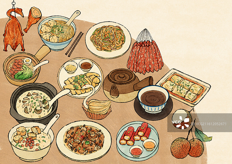 广州美食插画图片素材