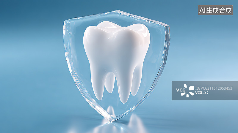 【AI数字艺术】牙齿模型置于透明盾牌中图片素材
