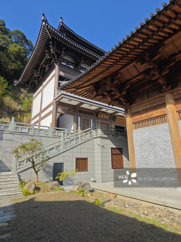 宁德古田翠屏湖天王禅寺木构古建筑宗教建筑图片素材