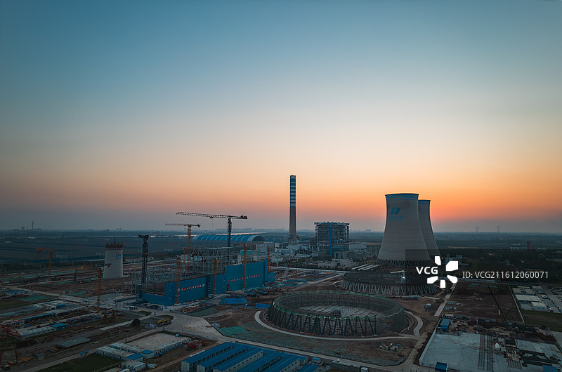 湖北江陵电厂日落时分图片素材