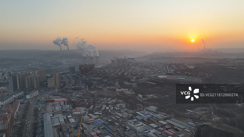 鄂尔多斯准格尔旗千亿县城市航拍图片素材