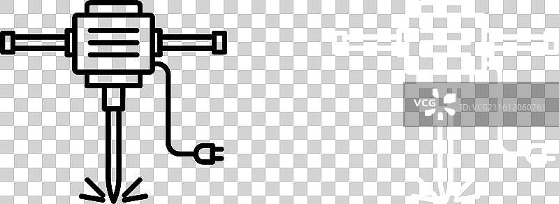 白色背景上的液压破碎机图标集图片素材
