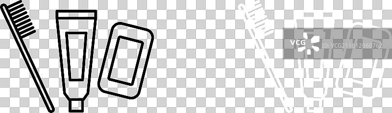 卫生用品图标集，白色背景图片素材