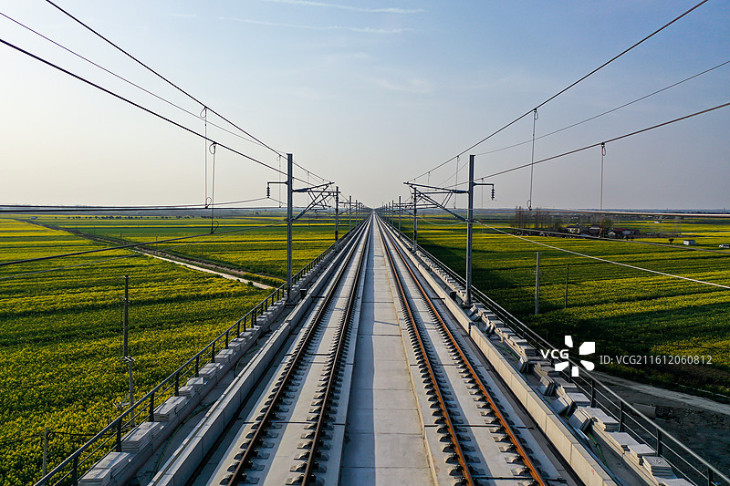 航拍钟祥廖台村高铁桥特写镜头图片素材