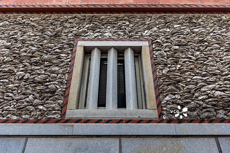 闽南沿海地区传统民居泉州蟳埔村蚵壳厝特写图片素材