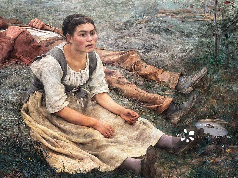 法国巴黎奥赛美术馆藏朱尔·巴斯蒂安-勒帕热油画《干草》图片素材