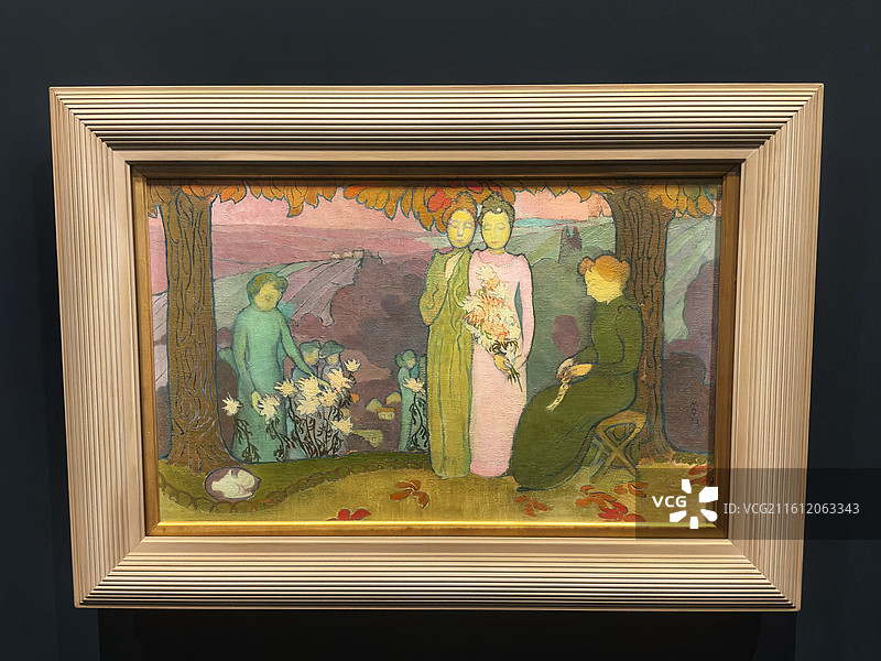 法国巴黎奥赛美术馆藏莫里斯·德尼油画《十月的傍晚【用于少女卧室的装饰板】》图片素材