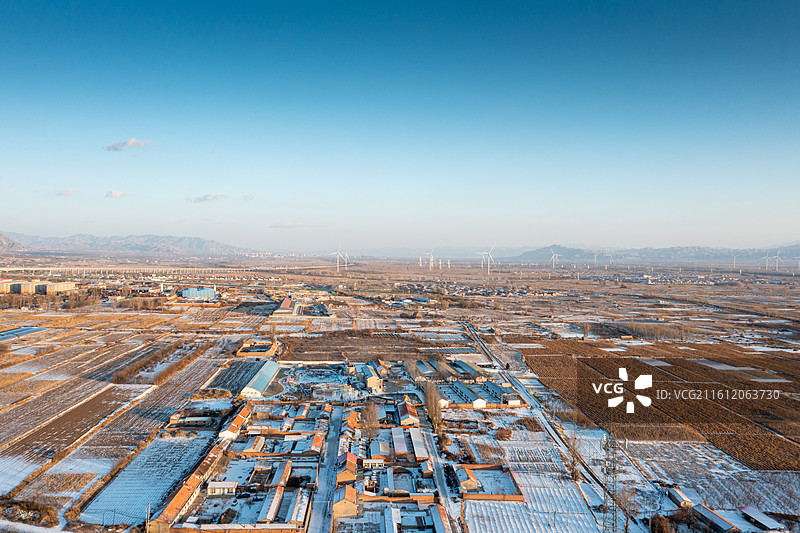 雪后航拍河北怀来风景图片素材