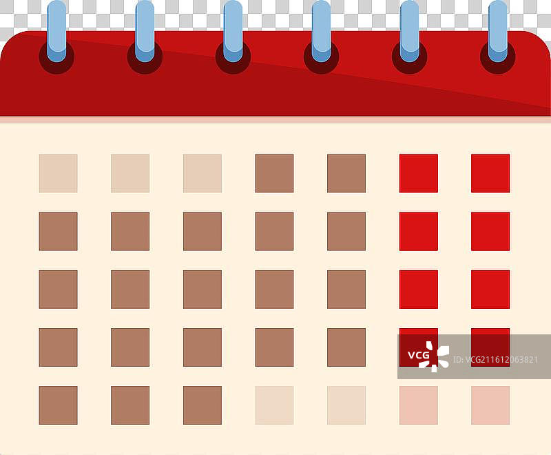 显示带红色周末日期的周历图片素材