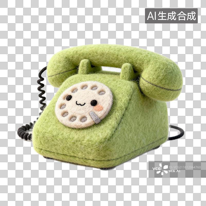 【AI数字艺术】卡通毛绒电话机图片素材