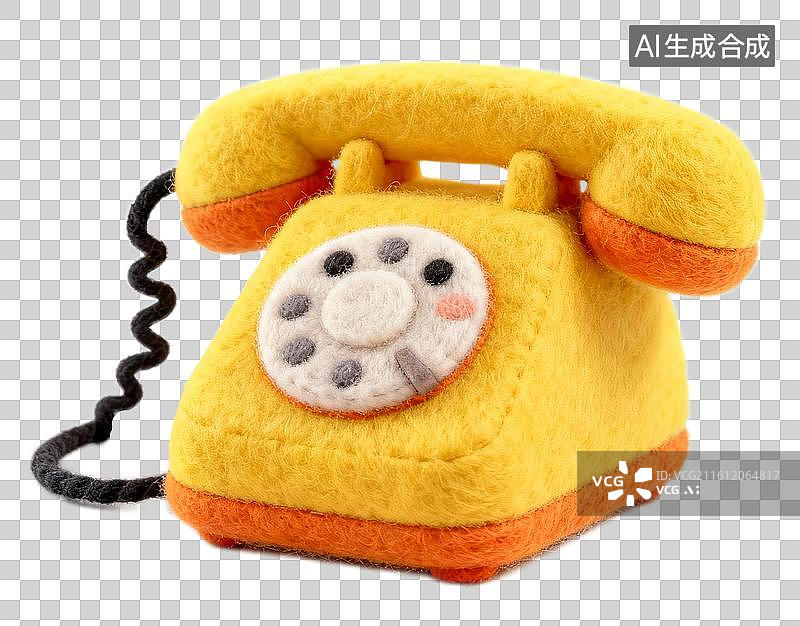 【AI数字艺术】卡通毛绒电话机图片素材