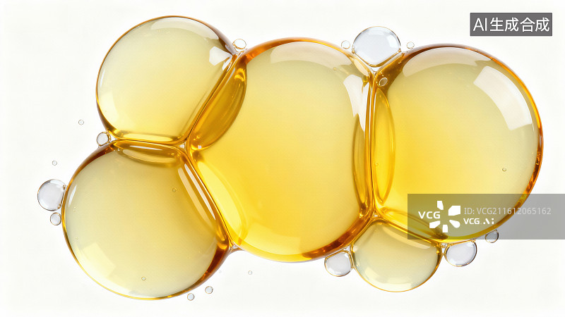 【AI数字艺术】金色液体气泡的聚集体图片素材