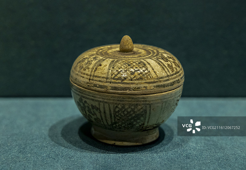 北京故宫“金邻共曜——庆祝中泰建交50周年文物特展”：釉下彩花卉纹盖罐（17—18世纪，故宫博物院藏图片素材