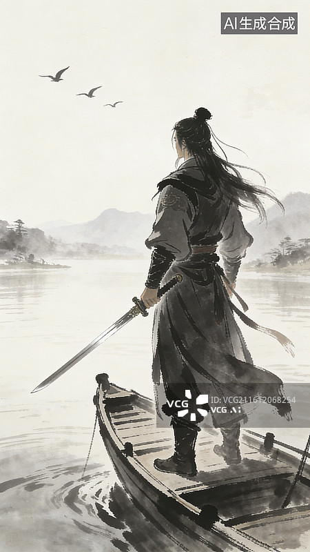 【AI数字艺术】水墨风格的江湖侠客图片素材