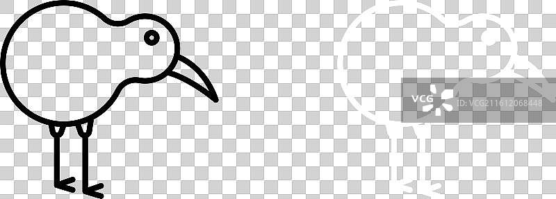 白色背景上的几维鸟图标集图片素材