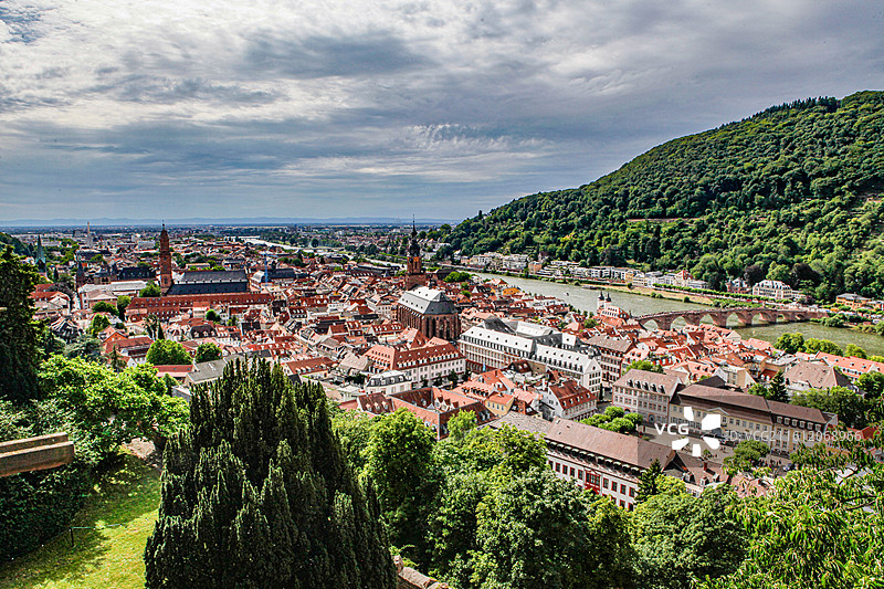 鸟瞰海德堡老城图片素材