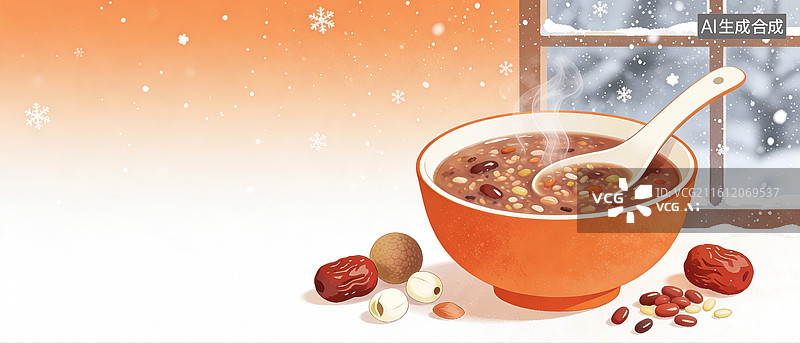 【AI数字艺术】冬天腊八节吃腊八粥图片素材