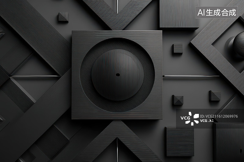【AI数字艺术】​​深色几何方块排列组合图案​​图片素材