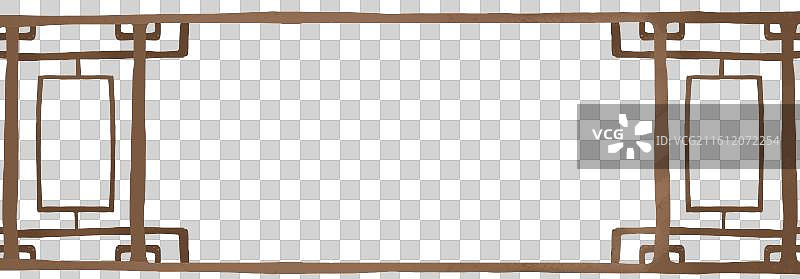 传统节日春节年俗插画贴窗花插画元素传统风格木框窗户窗框图片素材