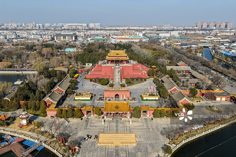 河南开封龙亭公园航拍图片素材