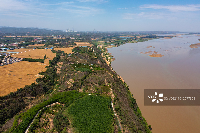 河南郑州荥阳夏日黄河邙岭风光、吕布点将台图片素材