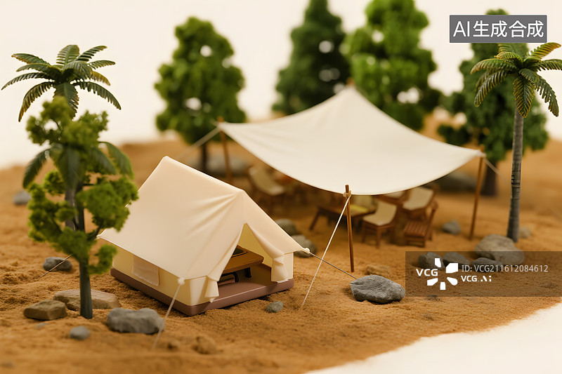 【AI数字艺术】户外露营小帐篷模型图片素材
