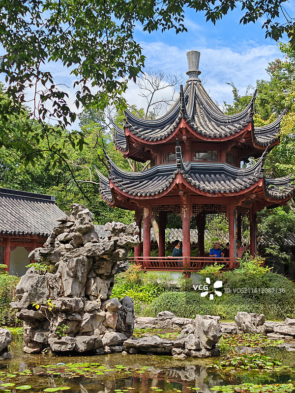 古华公园，中式园林，上海市奉贤区南桥镇图片素材