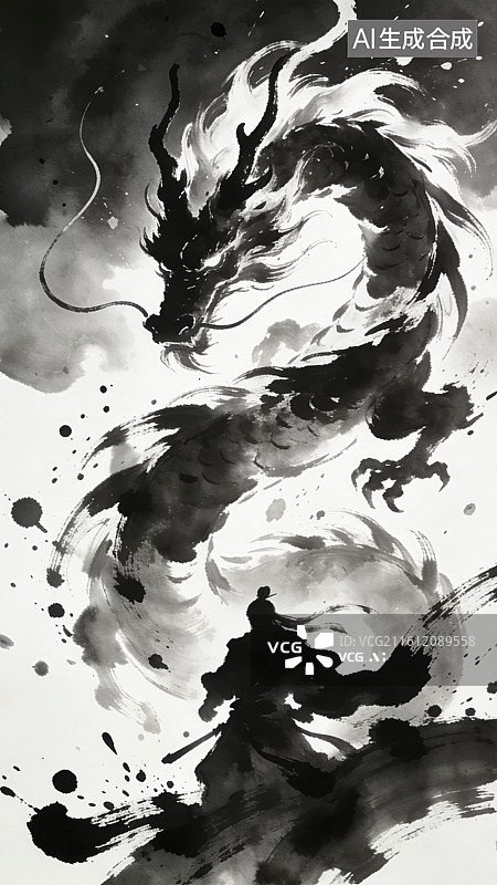 【AI数字艺术】古风意境写意水墨中国古代武侠剑客人物插画图片素材