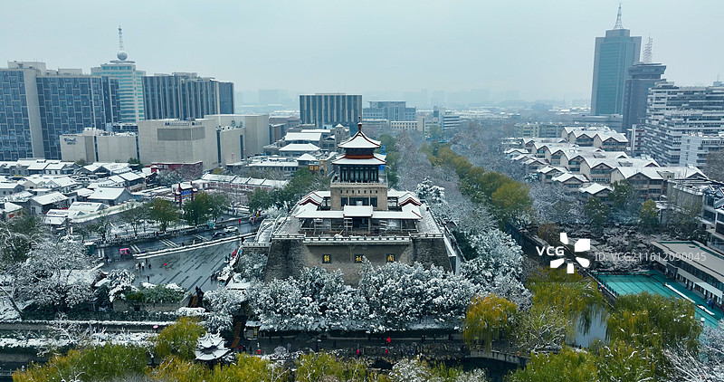 济南解放阁雪景图片素材