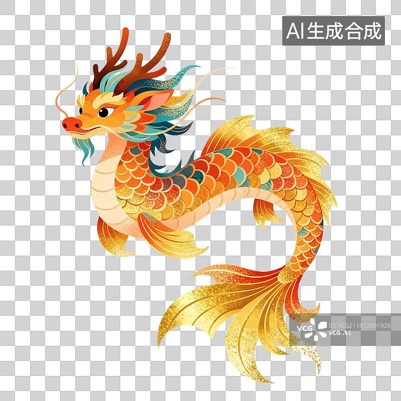 【AI数字艺术】螭吻神兽节日插画图片素材