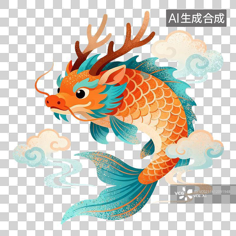 【AI数字艺术】螭吻神兽节日插画图片素材