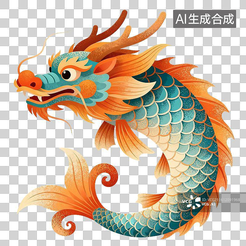 【AI数字艺术】螭吻神兽节日插画图片素材