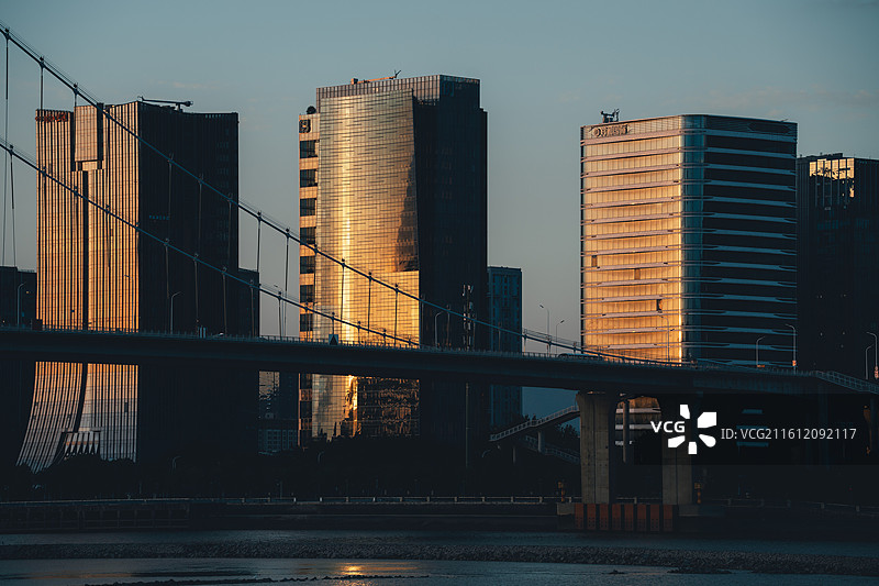 城市地标，福州花海公园落日下的余晖图片素材