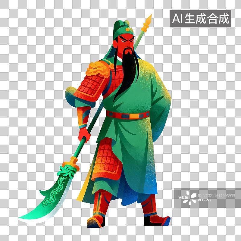 【AI数字艺术】关羽历史人物插画图片素材