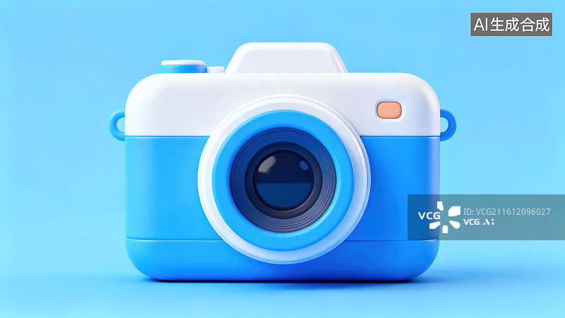 【AI数字艺术】可爱童趣简约的蓝白相机模型图片素材