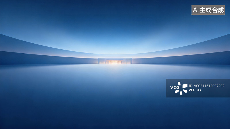 【AI数字艺术】蓝色极简建筑抽象背景图片素材