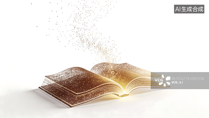 【AI数字艺术】魔法翻开的发光书本图片素材