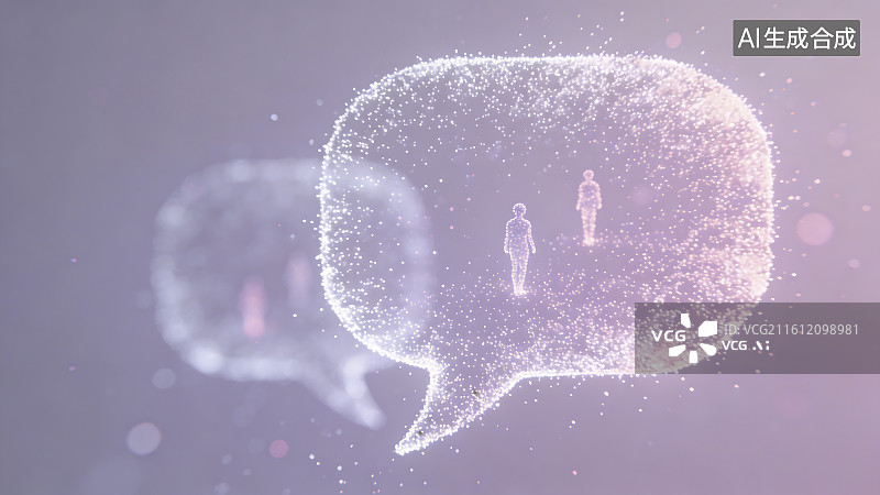 【AI数字艺术】数字语音气泡与人物剪影图片素材