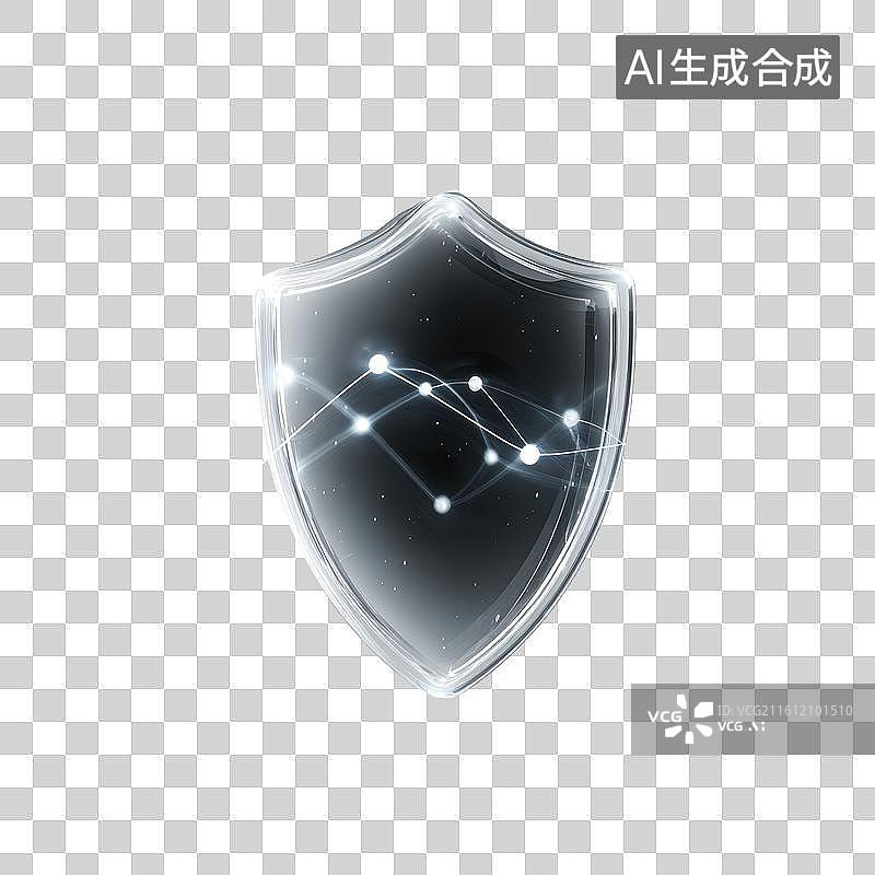 【AI数字艺术】数据连接盾牌网络安全图标图片素材