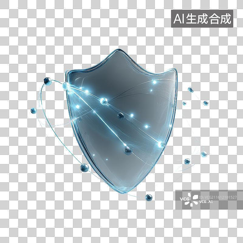 【AI数字艺术】数据连接盾牌网络安全图标图片素材
