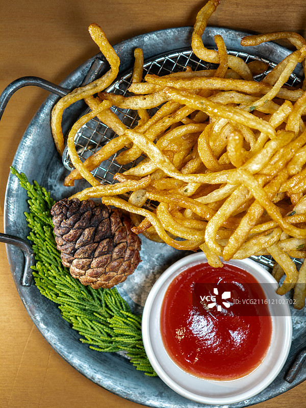 韩式炸鱼肉条配番茄酱图片素材