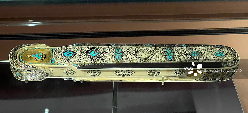 笔盒 印度 海象牙 金 黄铜 绿松石 黑色填料 1575-1625年图片素材