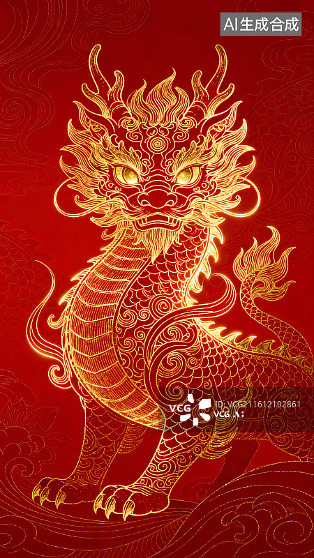 【AI数字艺术】金龙数字背景图片素材
