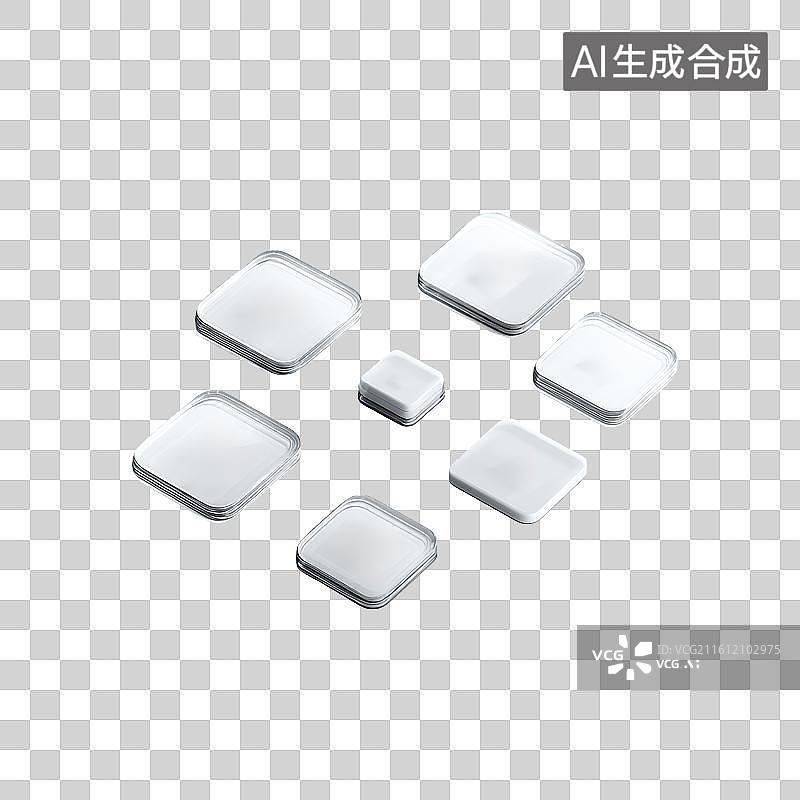【AI数字艺术】银色金属按钮组成的矩阵界面图标图片素材