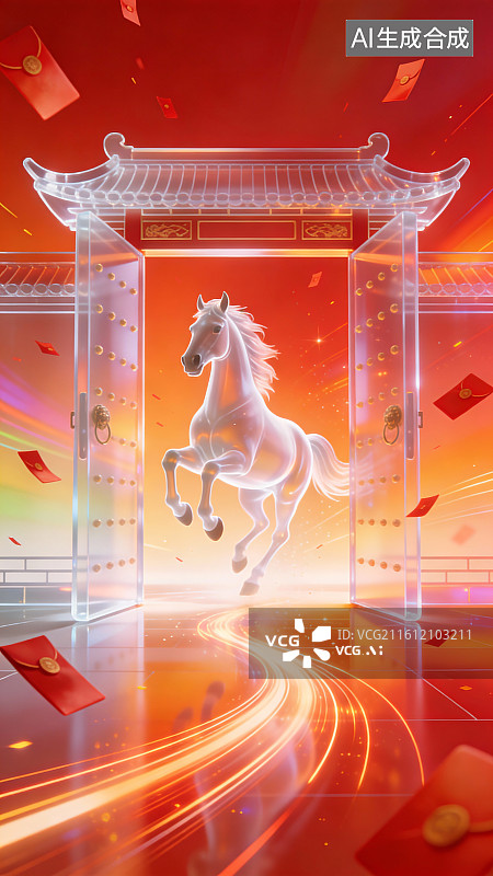 【AI数字艺术】水晶骏马海报图片素材