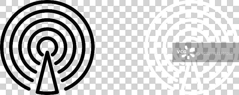 雷达探测图标集，白色背景图片素材